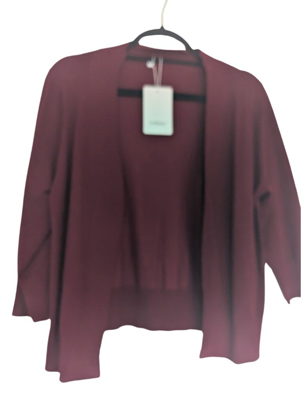 Maroon Open Front Cardigan | Lightweight Knit Sweater | 3/4 Sleeve